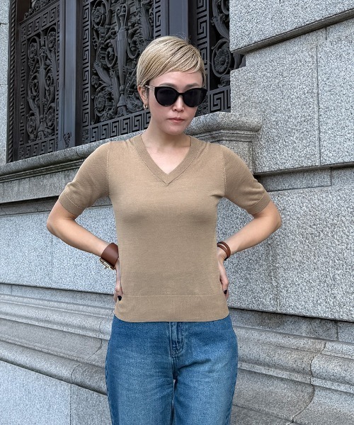JENNE（ジェンヌ）の「シルク混シアーブルオーバー（Tシャツ/カットソー・レディース・ブラック/ベージュ/グリーン・SMALL/MEDIUM/LARGE）」の7枚目の写真