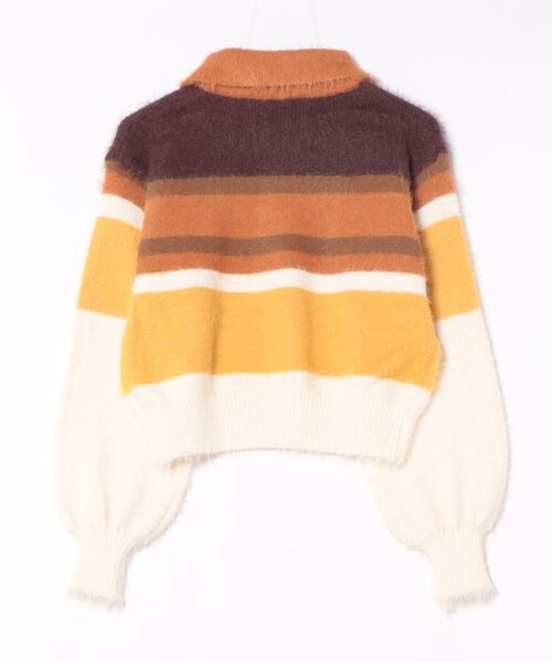 STYLEBLOCK（スタイルブロック）の「マルチボーダー柄襟付きニットトップス（ニット/セーター・レディース・オレンジ/グリーン・FREE）」の8枚目の写真
