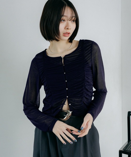 PAGEBOY（ページボーイ）の「【ブラウスなのに伸縮性抜群】エスパンディシャーリング（Tシャツ/カットソー・レディース・オフホワイト/ブラック系その他/ブラック/モーブ系/ネイビー・FREE）」の14枚目の写真