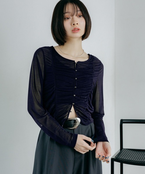 PAGEBOY（ページボーイ）の「【ブラウスなのに伸縮性抜群】エスパンディシャーリング（Tシャツ/カットソー・レディース・オフホワイト/ブラック系その他/ブラック/モーブ系/ネイビー・FREE）」の16枚目の写真