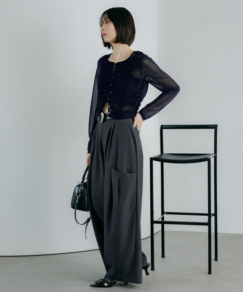 PAGEBOY（ページボーイ）の「【ブラウスなのに伸縮性抜群】エスパンディシャーリング（Tシャツ/カットソー・レディース・オフホワイト/ブラック系その他/ブラック/モーブ系/ネイビー・FREE）」の12枚目の写真