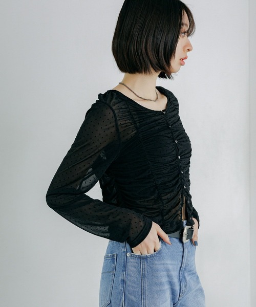 PAGEBOY（ページボーイ）の「【ブラウスなのに伸縮性抜群】エスパンディシャーリング（Tシャツ/カットソー・レディース・オフホワイト/ブラック系その他/ブラック/モーブ系/ネイビー・FREE）」の10枚目の写真