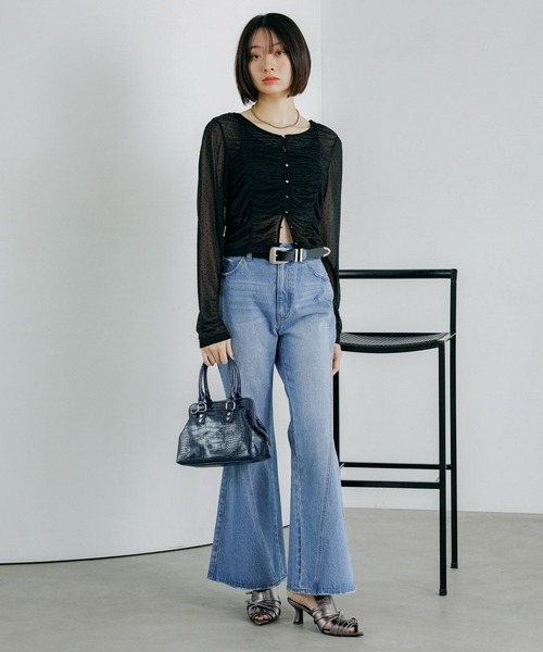 PAGEBOY（ページボーイ）の「【ブラウスなのに伸縮性抜群】エスパンディシャーリング（Tシャツ/カットソー・レディース・オフホワイト/ブラック系その他/ブラック/モーブ系/ネイビー・FREE）」の6枚目の写真