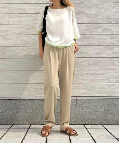 Q(キュー)の「リブヘムラインプルオーバー(シャツ/ブラウス・レディース・ブラック/アイボリー/ライトブルー・MEDIUM)」の18枚目の写真