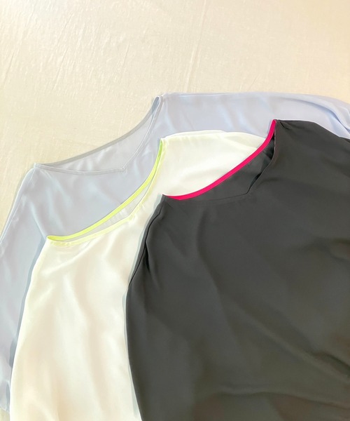 Q(キュー)の「リブヘムラインプルオーバー(シャツ/ブラウス・レディース・ブラック/アイボリー/ライトブルー・MEDIUM)」の8枚目の写真