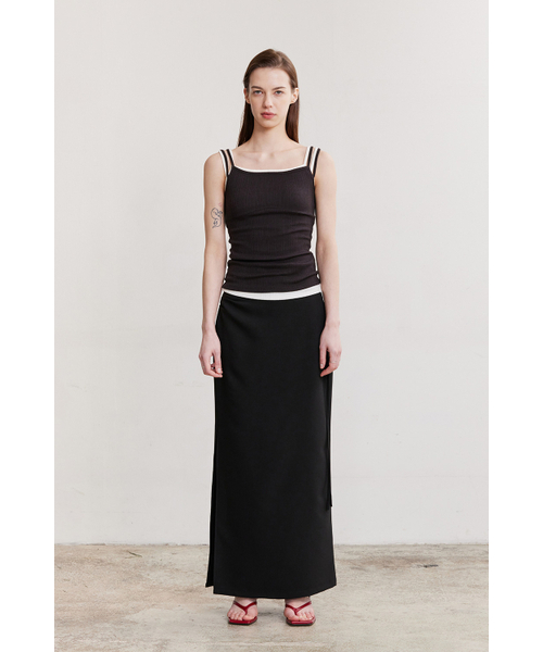 AFTERHOURS（アフターアワーズ）の「DOUBLE STRAP SLEEVELESS (BROWN-CHARCOAL)（Tシャツ/カットソー・レディース・その他・FREE）」の2枚目の写真