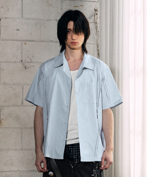 カーブド ショートスリーブ シャツ ブルー
