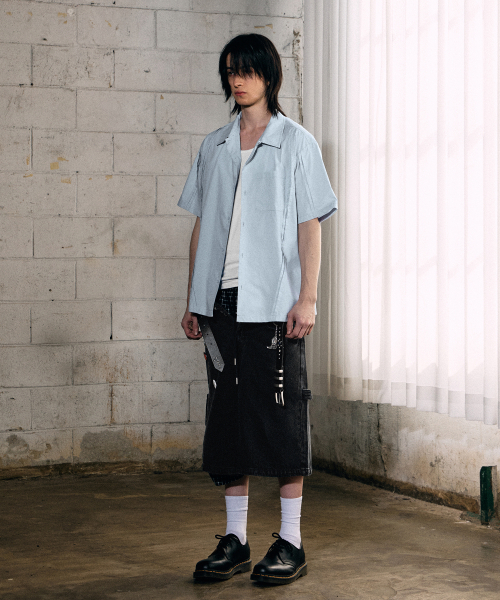 THEVINYLHOUSE(ザバイニルハウス)の「カーブド ショートスリーブ シャツ ブルー(シャツ/ブラウス・メンズ・その他・S/M/L)」の4枚目の写真