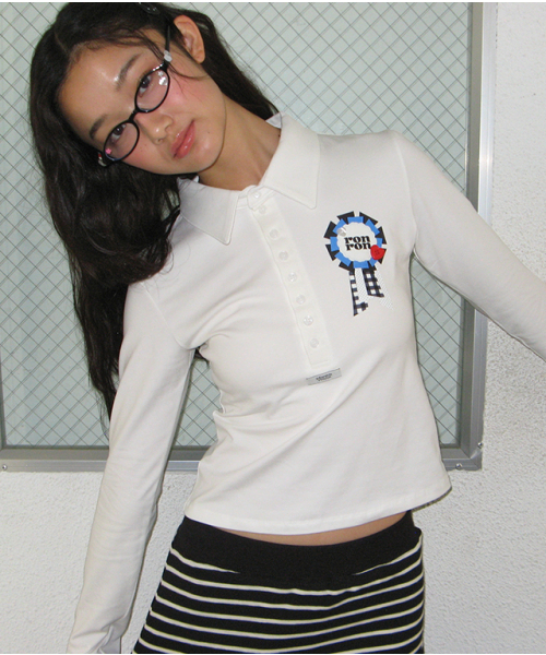 RONRON（ロンロン）の「ROSETTE BUTTON HENRYNECK LONG SLEEVE WHITE（Tシャツ/カットソー・レディース・その他・FREE）」の6枚目の写真