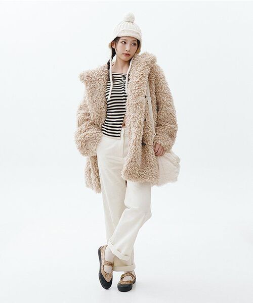MUSINSA STANDARD WOMAN（ムシンサスタンダードウーマン）の「ウィメンズフェイクシアリングダッフルコート[ベージュ]（チェスターコート・レディース・その他・M/S）」の13枚目の写真
