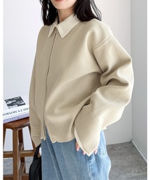 reca | 襟付きダブルジップニットカーディガン(ブルゾン)