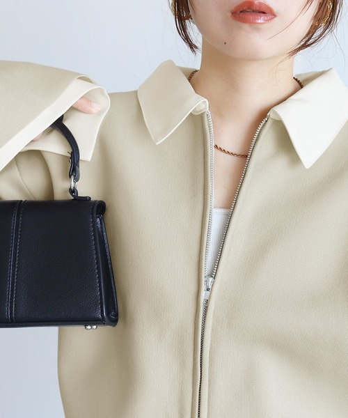 reca(レカ)の「襟付きダブルジップニットカーディガン(ブルゾン・レディース・アイボリー/ブラック・FREE)」の3枚目の写真