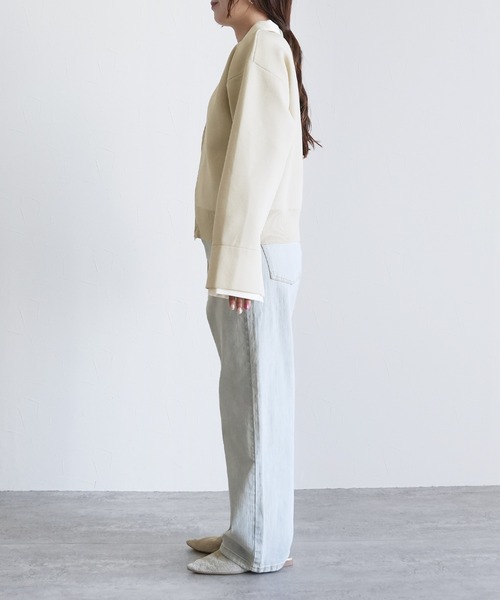 reca(レカ)の「襟付きダブルジップニットカーディガン(ブルゾン・レディース・アイボリー/ブラック・FREE)」の9枚目の写真