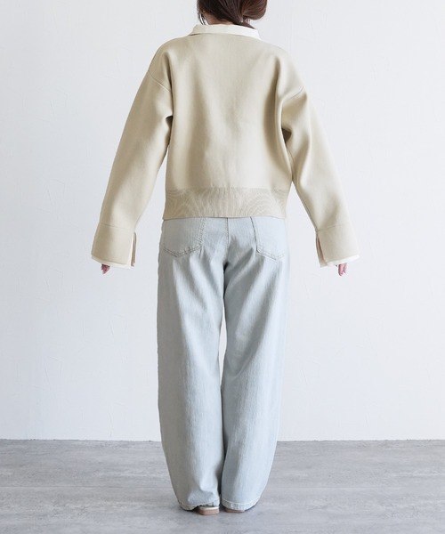 reca(レカ)の「襟付きダブルジップニットカーディガン(ブルゾン・レディース・アイボリー/ブラック・FREE)」の10枚目の写真