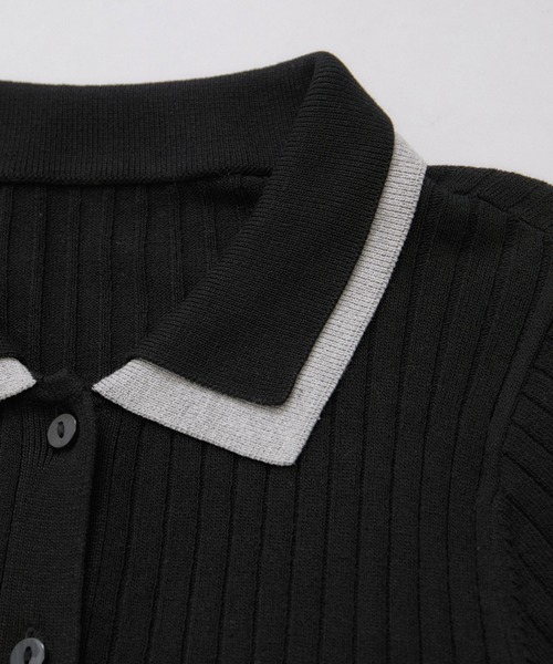 le cercle ADAM ET ROPE'(ルセルクルアダムエロペ)の「レイヤードカラーポロカーディガン(カーディガン/ボレロ・レディース・グレー/ベージュ/ブラック・FREE)」の9枚目の写真