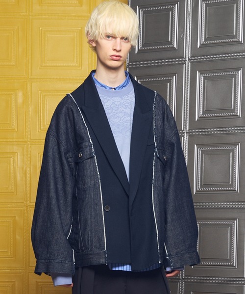 UNISEX》Denim Docking Prime-Over Peaked Lapel Jacket/デニム