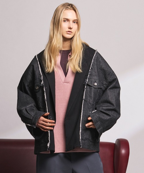 UNISEX》Denim Docking Prime-Over Peaked Lapel Jacket/デニム