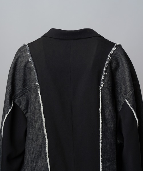 MAISON SPECIAL（メゾンスペシャル）の「《UNISEX》Denim Docking Prime-Over Peaked Lapel Jacket/デニムドッキングプライムオーバーピークドラペルジャケット【MAISON SPECIAL/メゾンスペシャル】■セットアップ対応■（テーラードジャケット・メンズ・ブラック/ネイビー・2/1/0）」の20枚目の写真