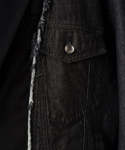 MAISON SPECIAL（メゾンスペシャル）の「《UNISEX》Denim Docking Prime-Over Peaked Lapel Jacket/デニムドッキングプライムオーバーピークドラペルジャケット【MAISON SPECIAL/メゾンスペシャル】■セットアップ対応■（テーラードジャケット・メンズ・ブラック/ネイビー・2/1/0）」の17枚目の写真