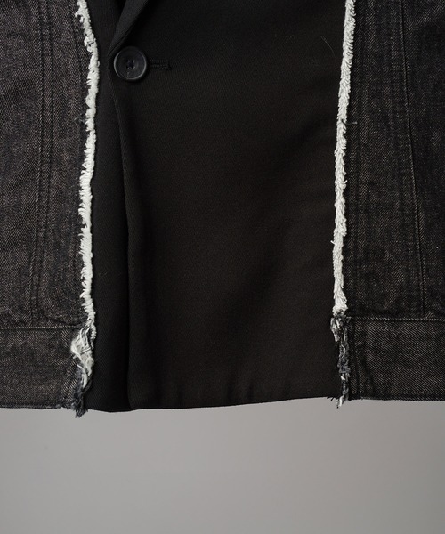 MAISON SPECIAL（メゾンスペシャル）の「《UNISEX》Denim Docking Prime-Over Peaked Lapel Jacket/デニムドッキングプライムオーバーピークドラペルジャケット【MAISON SPECIAL/メゾンスペシャル】■セットアップ対応■（テーラードジャケット・メンズ・ブラック/ネイビー・2/1/0）」の18枚目の写真