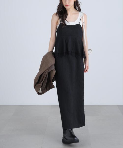 FREE'S MART(フリーズマート)の「◆ペプラムレースキャミワンピース(ワンピース・レディース・ブラック/ホワイト/ライトグリーン・MEDIUM/SMALL)」の1枚目の写真