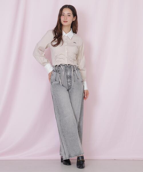 JILL by JILL STUART(ジルバイジルスチュアート)の「ドロストビスチェシャツ(シャツ/ブラウス・レディース・ベージュ系その他/ホワイト/ブルー系その他・FREE)」の14枚目の写真