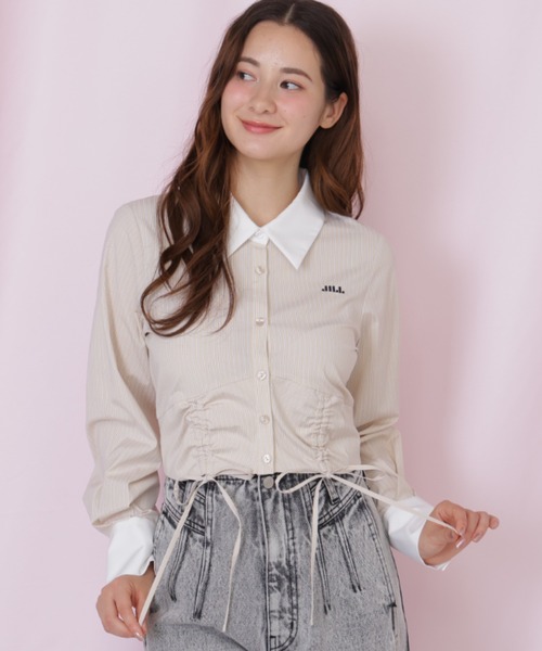 JILL by JILL STUART(ジルバイジルスチュアート)の「ドロストビスチェシャツ(シャツ/ブラウス・レディース・ベージュ系その他/ホワイト/ブルー系その他・FREE)」の2枚目の写真