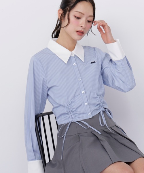 JILL by JILL STUART(ジルバイジルスチュアート)の「ドロストビスチェシャツ(シャツ/ブラウス・レディース・ベージュ系その他/ホワイト/ブルー系その他・FREE)」の3枚目の写真