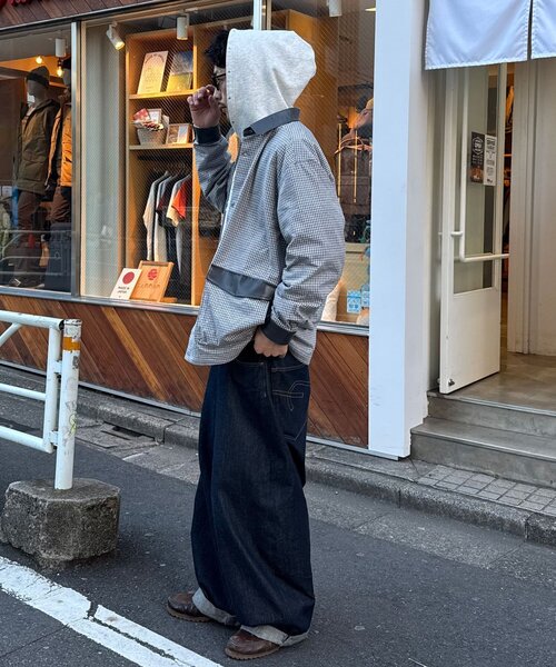 CIAOPANIC(チャオパニック)の「レザー襟切り替えストライプシャツジャケット(テーラードジャケット・レディース・サックスブルー/グレー・MEDIUM/LARGE)」の15枚目の写真