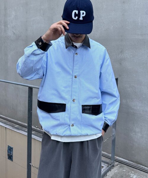 CIAOPANIC(チャオパニック)の「レザー襟切り替えストライプシャツジャケット(テーラードジャケット・レディース・サックスブルー/グレー・MEDIUM/LARGE)」の17枚目の写真