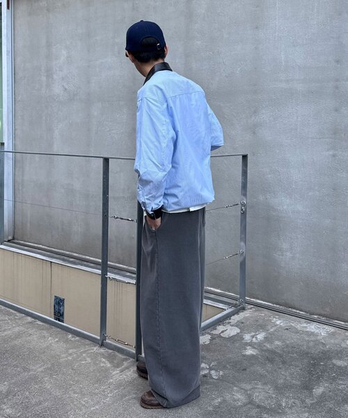 CIAOPANIC(チャオパニック)の「レザー襟切り替えストライプシャツジャケット(テーラードジャケット・レディース・サックスブルー/グレー・MEDIUM/LARGE)」の21枚目の写真