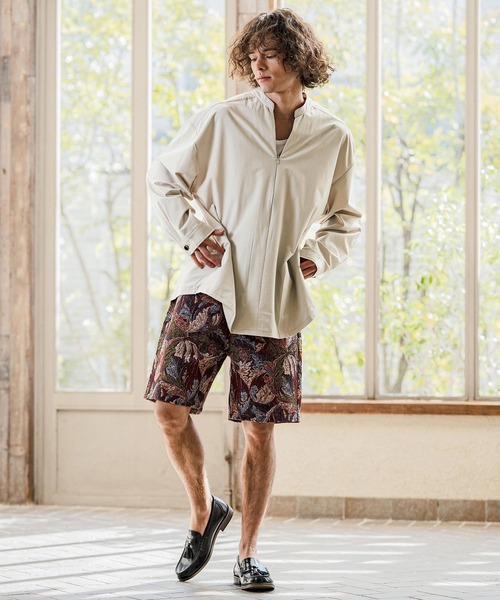 CAMBIO(カンビオ)の「mp14627- Botanical Leaf Gobelin Shorts ショートパンツ(2026GIM-011)(その他パンツ・メンズ・ブルー/ブラック/ワイン・S/M/L)」の17枚目の写真