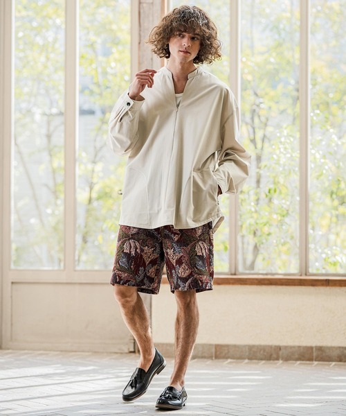CAMBIO(カンビオ)の「mp14627- Botanical Leaf Gobelin Shorts ショートパンツ(2026GIM-011)(その他パンツ・メンズ・ブルー/ブラック/ワイン・S/M/L)」の18枚目の写真