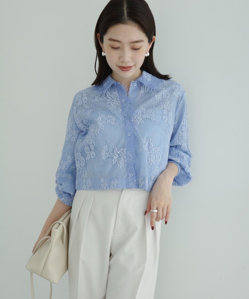 anuans（アニュアンス）の「レースシャツブラウス（シャツ/ブラウス・レディース・ネイビー/ホワイト/ブルー・FREE）」の16枚目の写真