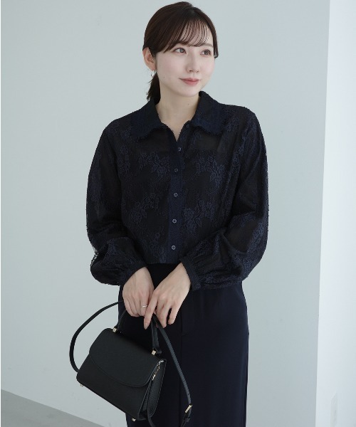 anuans（アニュアンス）の「レースシャツブラウス（シャツ/ブラウス・レディース・ネイビー/ホワイト/ブルー・FREE）」の14枚目の写真