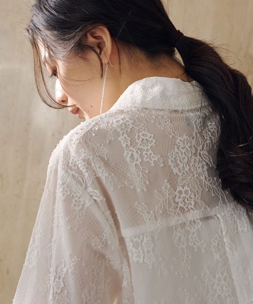 anuans（アニュアンス）の「レースシャツブラウス（シャツ/ブラウス・レディース・ネイビー/ホワイト/ブルー・FREE）」の8枚目の写真