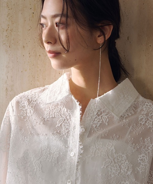 anuans（アニュアンス）の「レースシャツブラウス（シャツ/ブラウス・レディース・ネイビー/ホワイト/ブルー・FREE）」の7枚目の写真