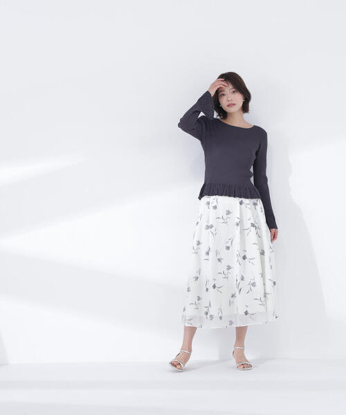 NATURAL BEAUTY BASIC(ナチュラルビューティーベーシック)の「◇柄編みフレアスリーブニット(ニット/セーター・レディース・ラベンダー/オフホワイト/チャコールグレー・FREE)」の6枚目の写真