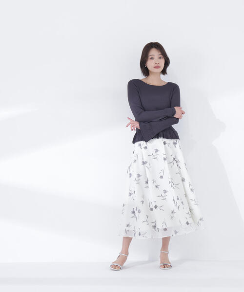 NATURAL BEAUTY BASIC(ナチュラルビューティーベーシック)の「◇柄編みフレアスリーブニット(ニット/セーター・レディース・ラベンダー/オフホワイト/チャコールグレー・FREE)」の8枚目の写真