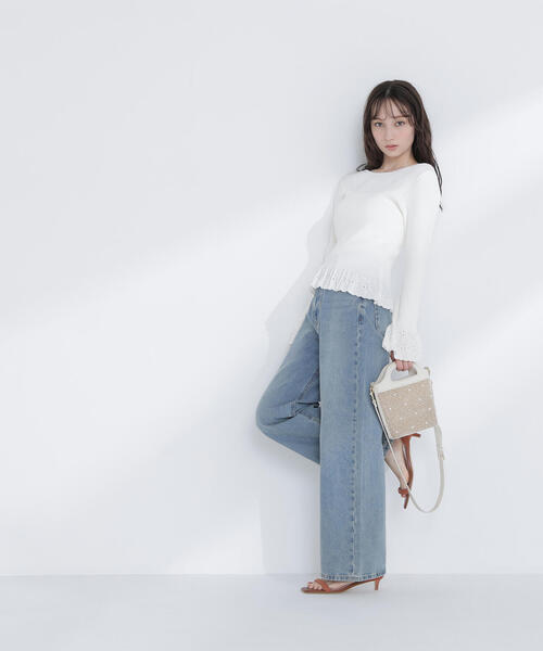 NATURAL BEAUTY BASIC(ナチュラルビューティーベーシック)の「◇柄編みフレアスリーブニット(ニット/セーター・レディース・ラベンダー/オフホワイト/チャコールグレー・FREE)」の12枚目の写真