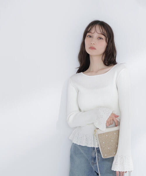 NATURAL BEAUTY BASIC(ナチュラルビューティーベーシック)の「◇柄編みフレアスリーブニット(ニット/セーター・レディース・ラベンダー/オフホワイト/チャコールグレー・FREE)」の17枚目の写真