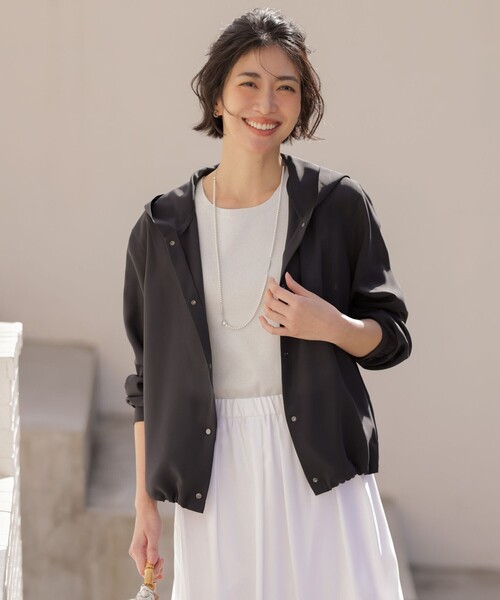 J.PRESS Ladies(J.プレス レディス)の「【冷房対策に】RELAXION Sheer ボイル フーデッド ジャケット(その他アウター・レディース・カーキ系/ベージュ系/ネイビー系・XS)」の3枚目の写真