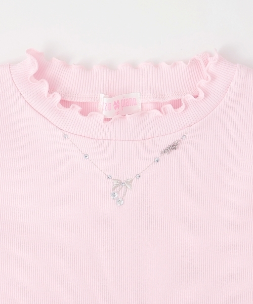 mezzo piano(メゾピアノ)の「ネックレス刺しゅう プチハイネック 長袖Tシャツ(Tシャツ/カットソー・キッズ・レッド/ライトピンク/オフホワイト・140cm/120cm/130cm)」の14枚目の写真