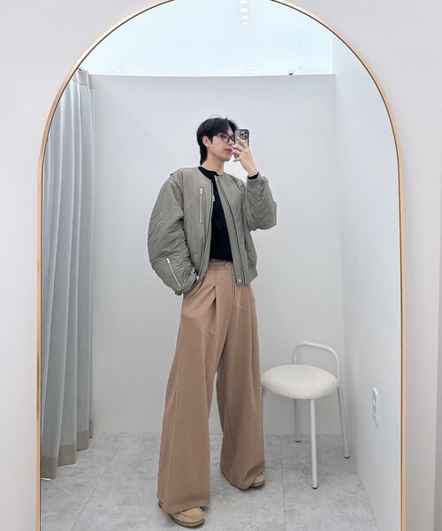 TEN PAST SEVEN(テン ファスト セブン)の「ワンタックバンディングワイドパンツ(2カラー)(スウェットパンツ・メンズ・ブラック/ベージュ・SMALL/MEDIUM/LARGE)」の9枚目の写真