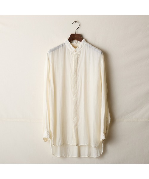 suzuki takayuki(スズキタカユキ)の「standing-collar shirt(シャツ/ブラウス・メンズ・ホワイト/ブラウン/ブラック・02/01)」の1枚目の写真