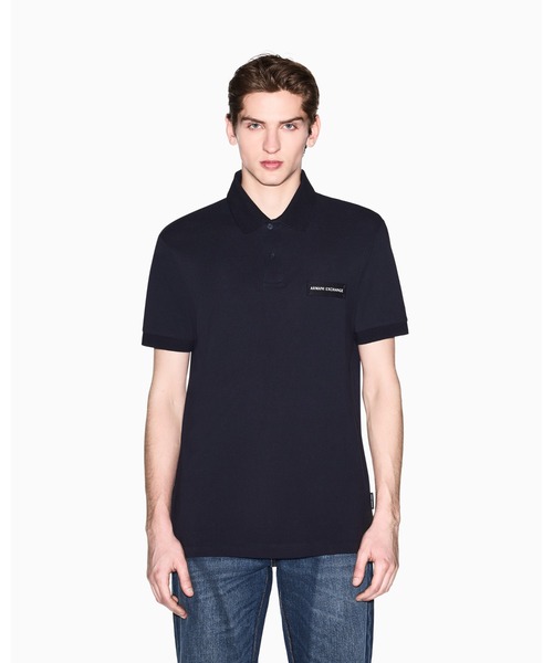 ARMANI EXCHANGE（アルマーニエクスチェンジ）の「【A|X アルマーニ エクスチェンジ】WE AXロゴパッチ 半袖ポロシャツ/SLIM（ポロシャツ・メンズ・ホワイト/ダークネイビー・X-LARGE/LARGE/MEDIUM/SMALL/XX-LARGE/X-SMALL）」の2枚目の写真