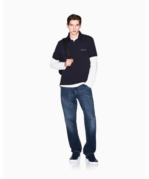 ARMANI EXCHANGE（アルマーニエクスチェンジ）の「【A|X アルマーニ エクスチェンジ】WE AXロゴパッチ 半袖ポロシャツ/SLIM（ポロシャツ・メンズ・ホワイト/ダークネイビー・X-LARGE/LARGE/MEDIUM/SMALL/XX-LARGE/X-SMALL）」の5枚目の写真