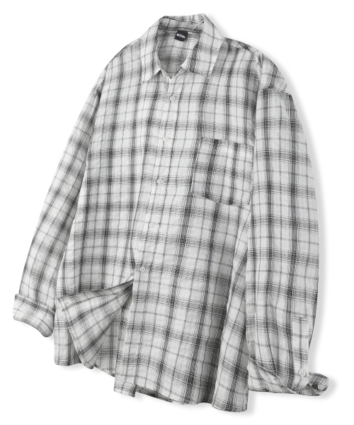 MOOVN(ムブン)の「ヴィンテージリンクルチェックシャツホワイト(シャツ/ブラウス・メンズ・その他・LARGE/MEDIUM)」の1枚目の写真
