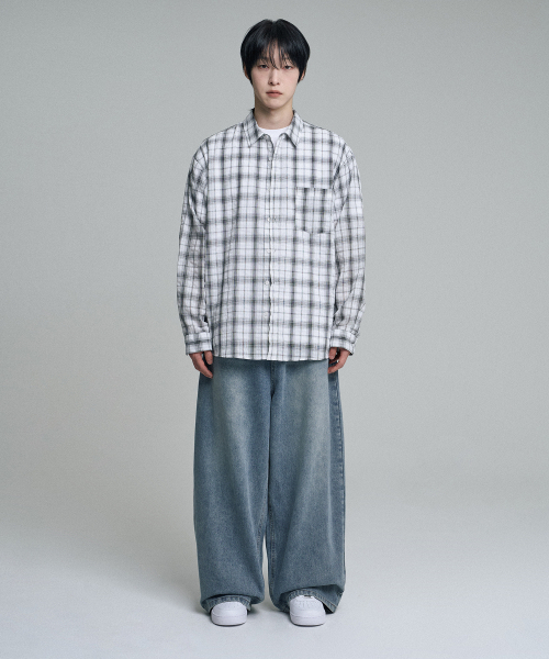 MOOVN(ムブン)の「ヴィンテージリンクルチェックシャツホワイト(シャツ/ブラウス・メンズ・その他・LARGE/MEDIUM)」の4枚目の写真