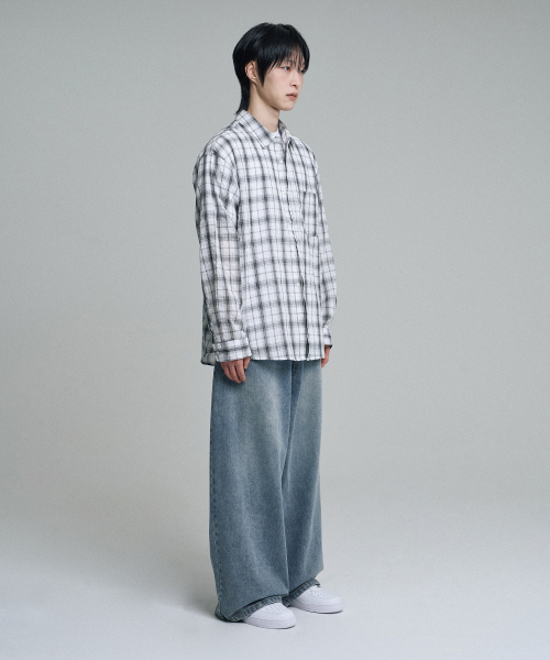 MOOVN(ムブン)の「ヴィンテージリンクルチェックシャツホワイト(シャツ/ブラウス・メンズ・その他・LARGE/MEDIUM)」の5枚目の写真